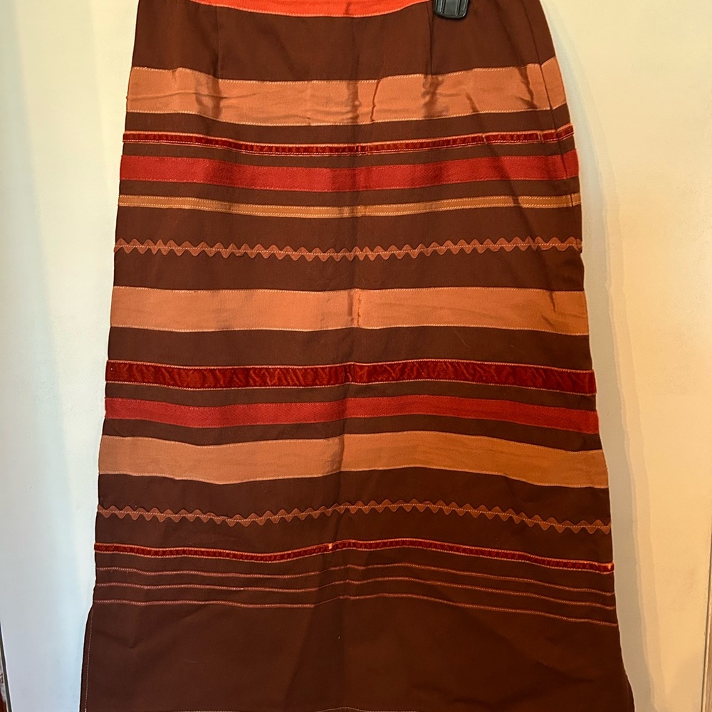 Neesh-Brown and Red Maxi A-Line Skirt for Casual Wear